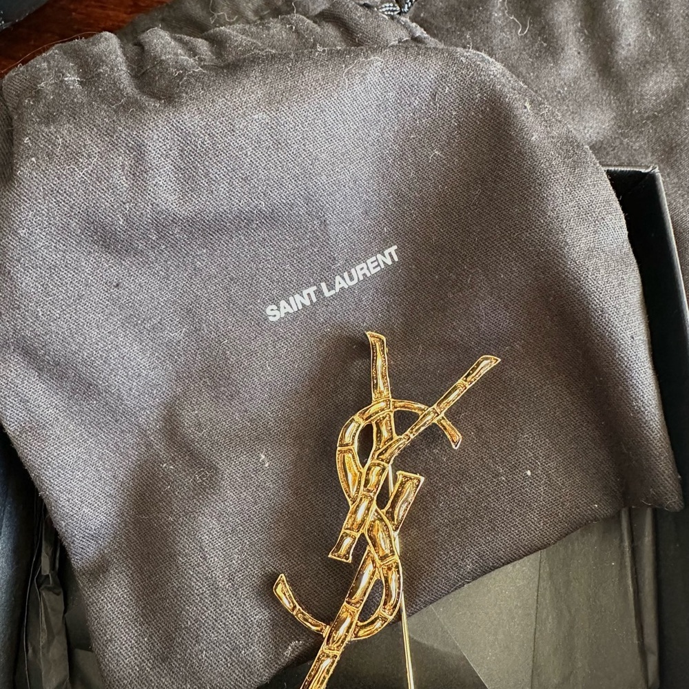 Saint Laurent Gold-Tone Logo Pin